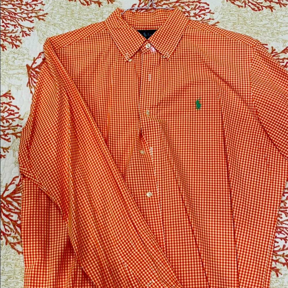 Polo Ralph Lauren Orange Gingham Button Down Shirt